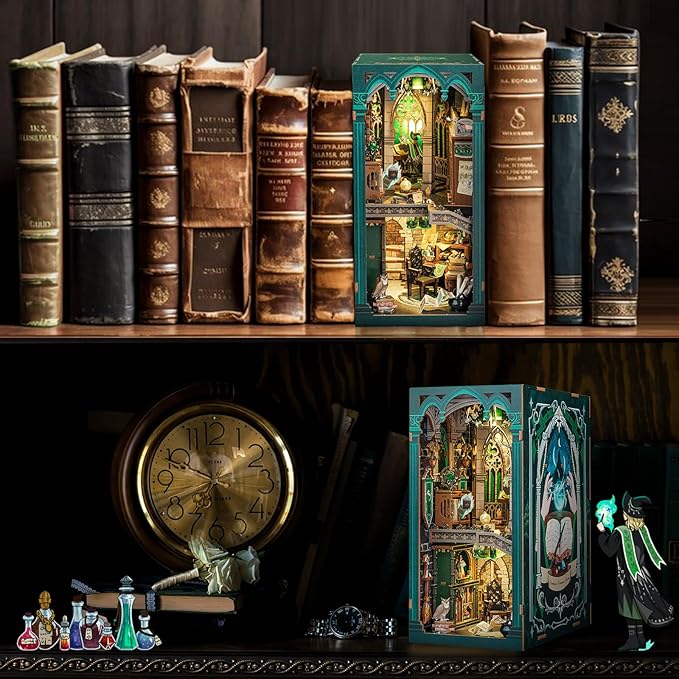 CUTEBEE Book Nook Kit, DIY Booknook Miniature House Tiny House 3D Wooden