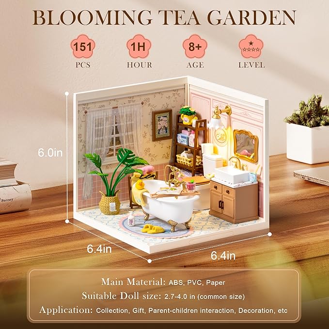 Miniature House Kit with LED Tiny Room Making Kit Expandable Plastic Craft Toy for Creative Play Home